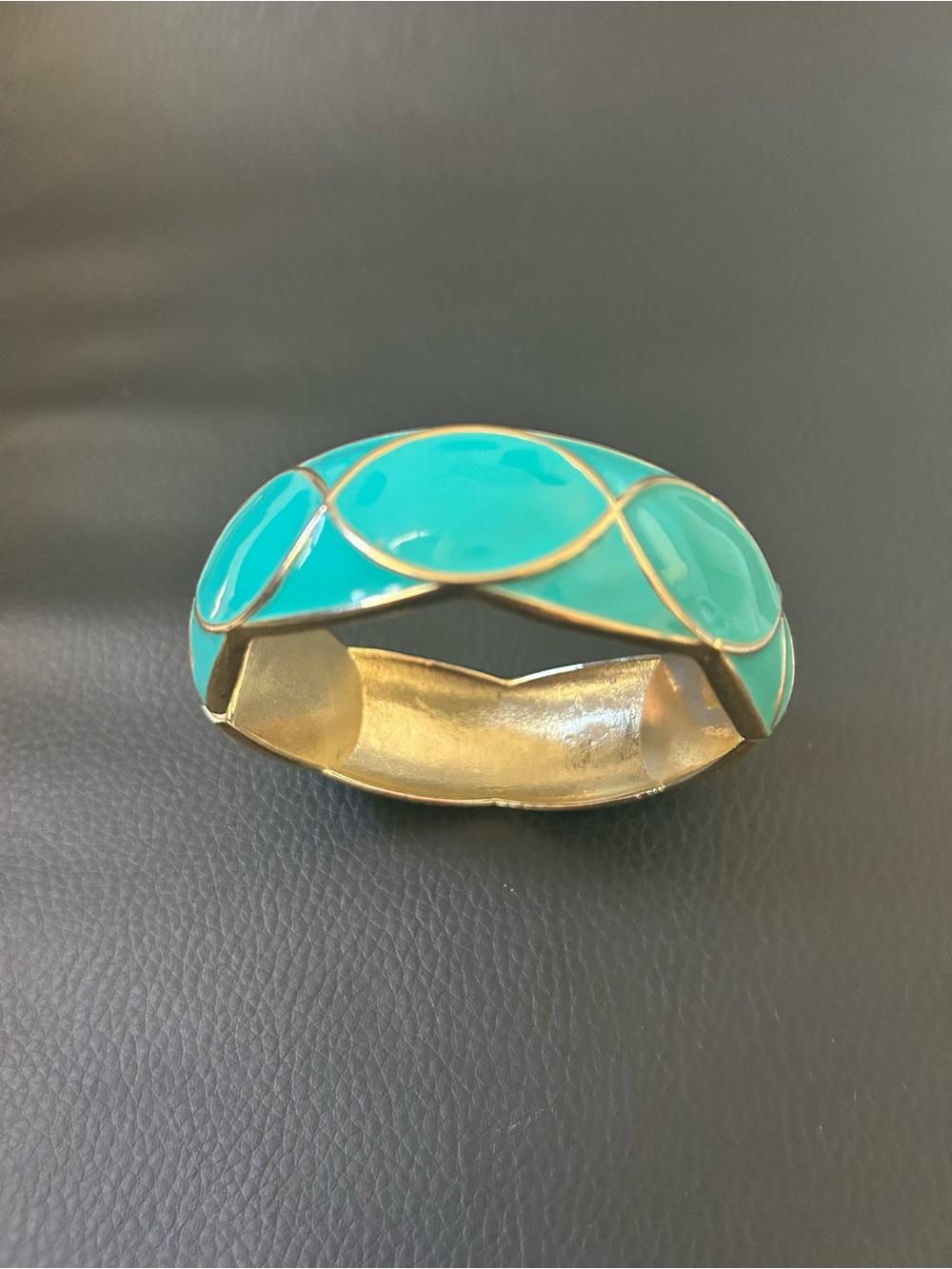 Vintage Gold-Tone Turquoise Enamel Bangle Bracelet